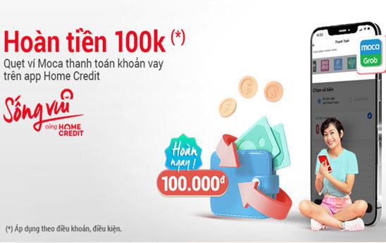 Home Credit khuyến mãi khách hàng khi thanh toán khoản vay trực tuyến với Ví Moca