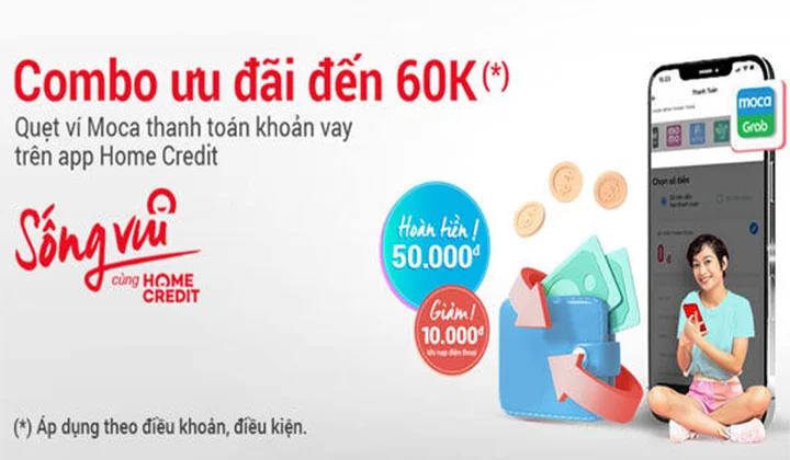 HomeCredit ưu đãi khách hàng khi thanh toán khoản vay trên Ví Moca