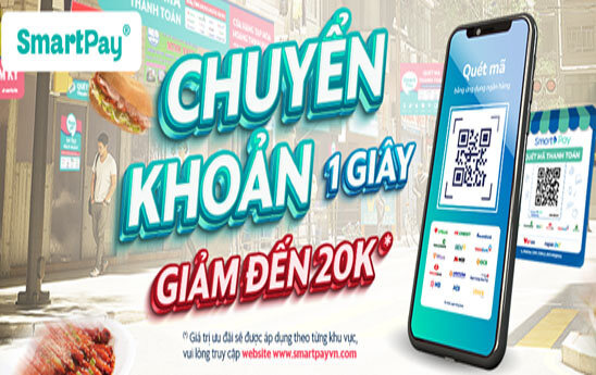 Khách hàng sử dụng các ứng dụng ngân hàng quét mã SmartPay QR được giảm đến 20K