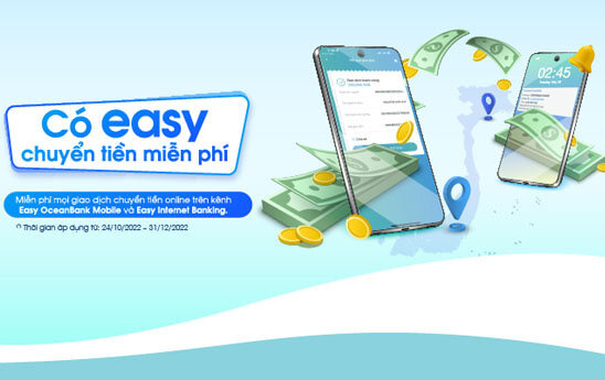 OceanBank miễn phí mọi giao dịch chuyển khoản trên Ngân hàng điện tử