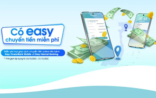OceanBank miễn phí mọi giao dịch chuyển khoản trên Ngân hàng điện tử