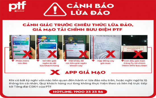 PTF cảnh báo dùng chữ ký, con dấu giả lừa tiền trong tài khoản ngân hàng