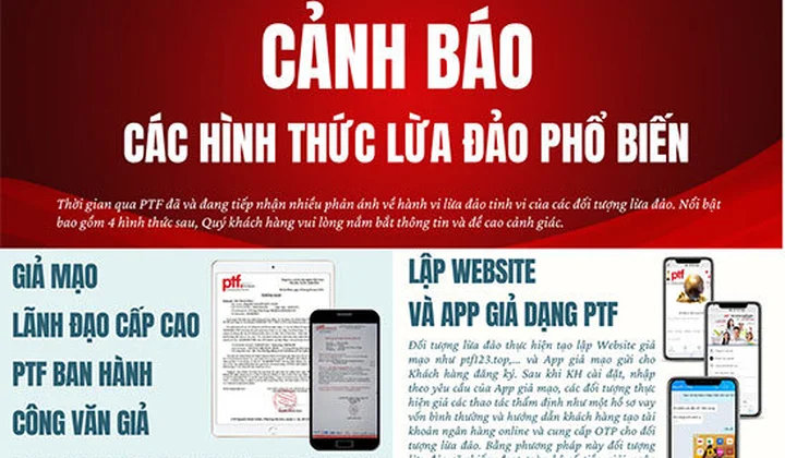 PTF cảnh báo các hình thức lừa đảo phổ biến