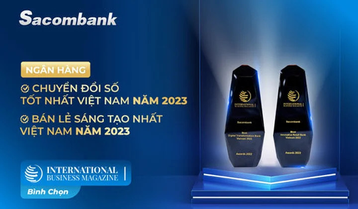 Sacombank nhận 2 giải thưởng quốc tế về chuyển đổi số và bán lẻ