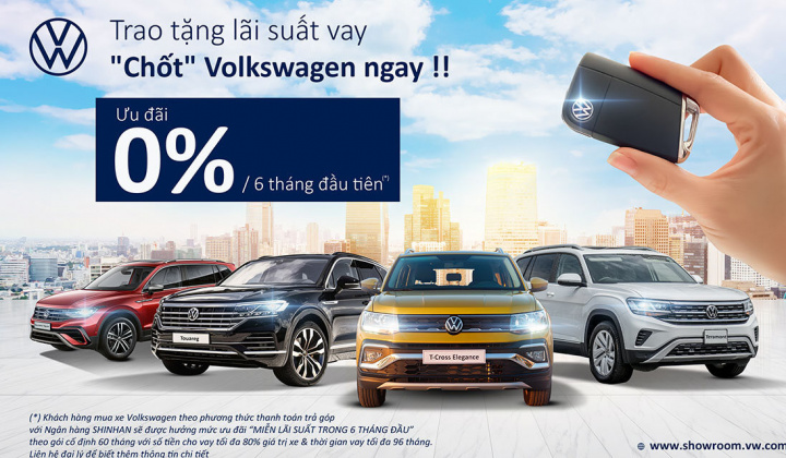 Shinhan Việt Nam cho khách hàng vay ưu đãi lãi suất 0% trong 6 tháng khi mua xe Volkswagen