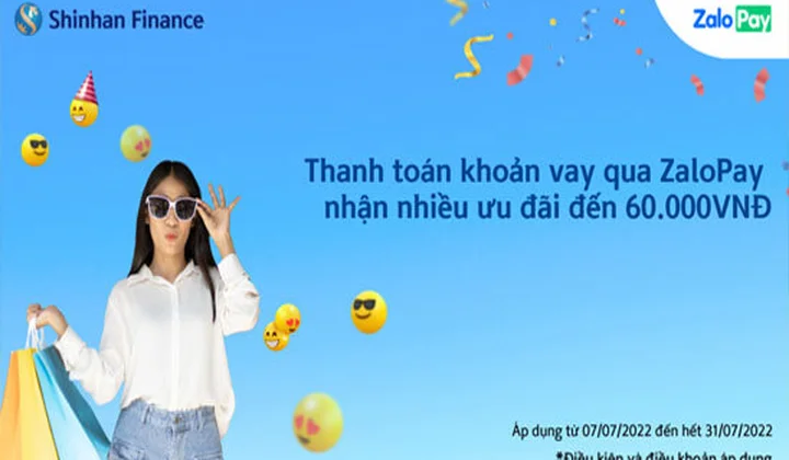 Shinhan Finance ưu đãi khách hàng khi thanh toán khoản vay trên ứng dụng ZaloPay