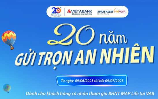 VietABank triển khai chương trình khuyến mãi “20 năm - Gửi trọn an nhiên 2”