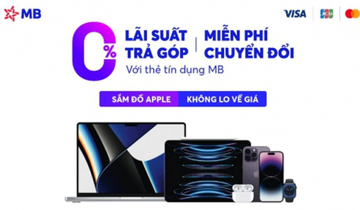 Chủ thẻ MB nhận ưu đãi trả góp 0 đồng khi mua sản phẩm Apple