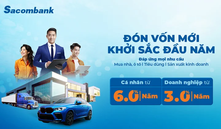 Sacombank tung gói vay 10.000 tỷ, lãi suất từ 3%/năm