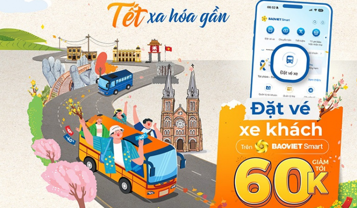 BAOVIET Smart giảm tới 60.000 đồng cho khách hàng đặt vé xe khách