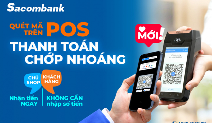 Sacombank tích hợp mã QR đa năng ngay trên máy POS