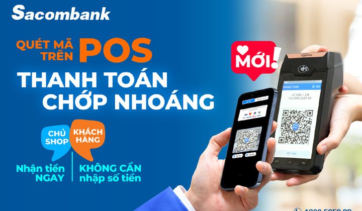 Sacombank tích hợp mã QR đa năng ngay trên máy POS