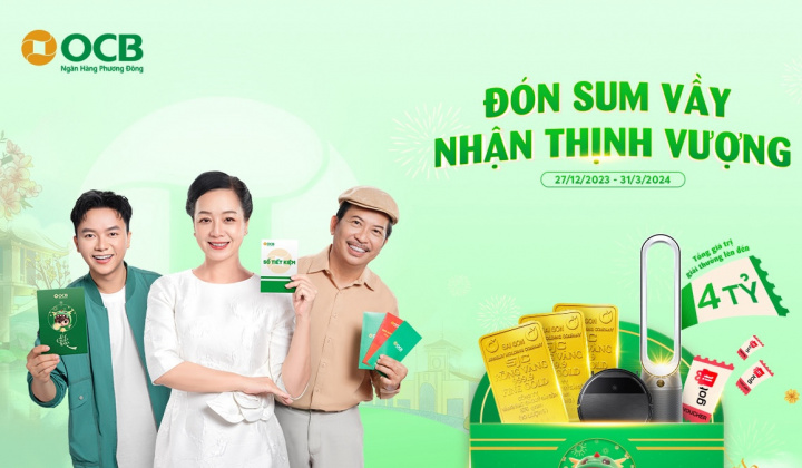 Cơ hội nhận 10 lượng vàng từ OCB nhân dịp Tết Giáp Thìn 2024