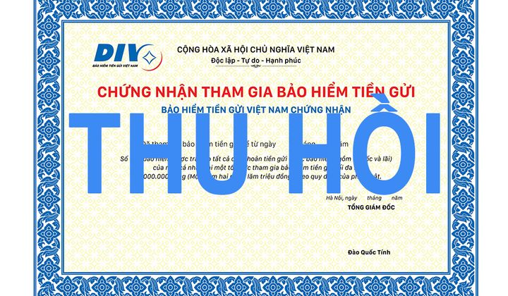 DIV thu hồi chứng nhận tham gia bảo hiểm tiền gửi của QTDND Hòa An