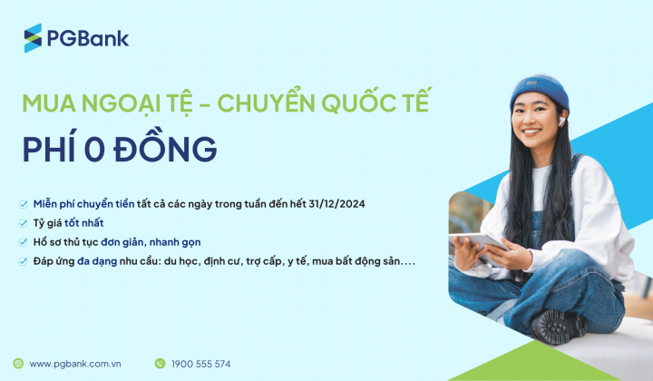 PGBank miễn phí chuyển tiền quốc tế cho khách hàng