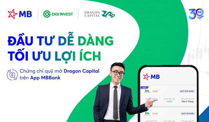 MB phân phối sản phẩm quỹ mở Dragon Capital trên App MBBank