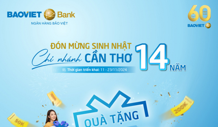 BAOVIET Bank Cần Thơ tặng quà khách hàng gửi tiết kiệm dịp kỷ niệm 14 năm