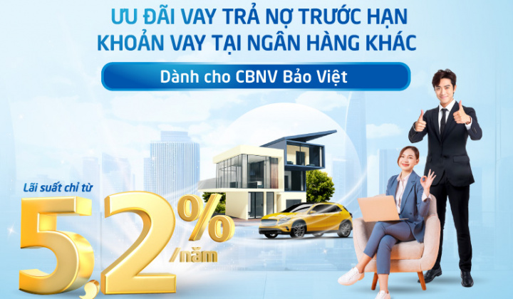 BAOVIET Bank cho cán bộ nhân viên Bảo Việt vay ưu đãi lãi suất từ 5,2%/năm