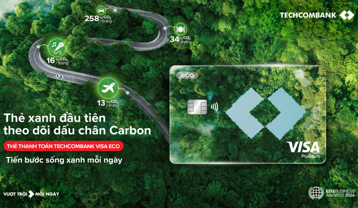 Techcombank Visa Eco: Thẻ xanh đầu tiên theo dõi dấu chân Carbon cho bạn tiến bước sống xanh mỗi ngày