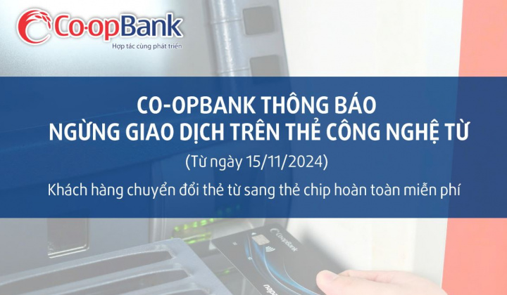 Co-opBank ngừng giao dịch thẻ từ