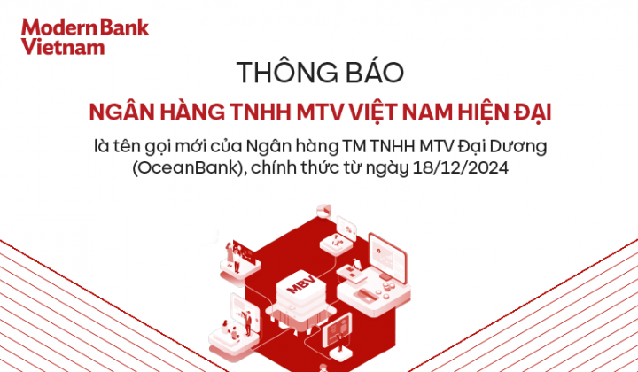 Ocean Bank đổi tên thành Modern Bank of Vietnam (MBV)