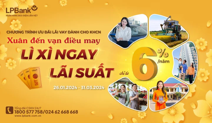 Ngân hàng LPBank cho vay ưu đãi lãi suất chỉ từ 6%/năm