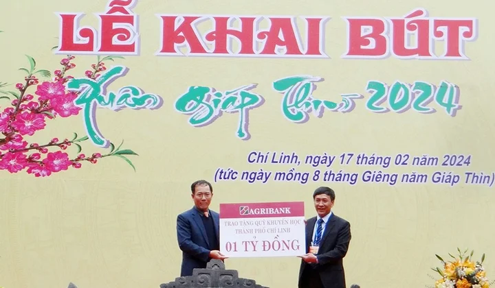 Agribank tài trợ 1 tỷ đồng cho Quỹ khuyến học thành phố Chí Linh