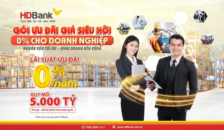 HDBank tung gói 5.000 tỷ đồng cho khách hàng vay ưu đãi với lãi suất từ 0%/năm