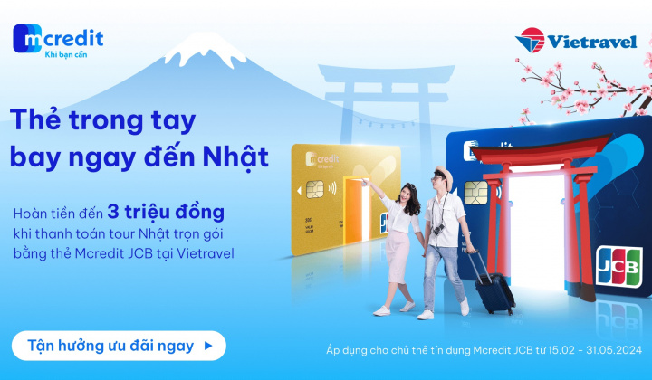 Chủ thẻ Mcredit JCB nhận hoàn tiền đến 3 triệu đồng khi thanh toán tour du lịch Nhật Bản