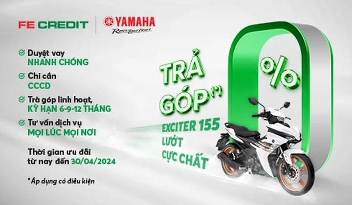 FE CREDIT cho khách hàng vay mua xe máy trả góp lãi suất chỉ từ 0%