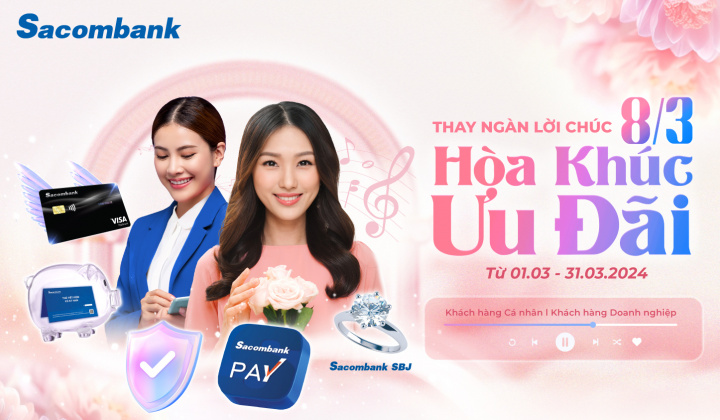 Sacombank tung loạt ưu đãi hơn 5 tỷ đồng dịp mùng 8/3