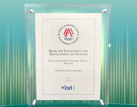 BIDV được The Asset vinh danh với 2 giải thưởng về tài chính bền vững