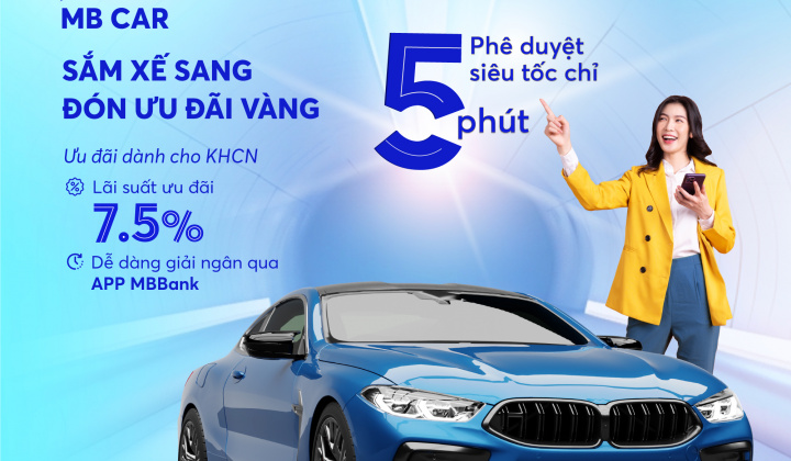 Ngân hàng MB cho vay mua ôtô phê duyệt siêu tốc chỉ trong 5 phút