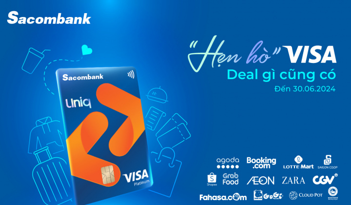 Chủ thẻ Sacombank Visa nhận ưu đãi mỗi ngày khi chi tiêu qua thẻ