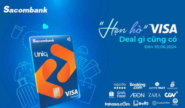 Chủ thẻ Sacombank Visa nhận ưu đãi mỗi ngày khi chi tiêu qua thẻ
