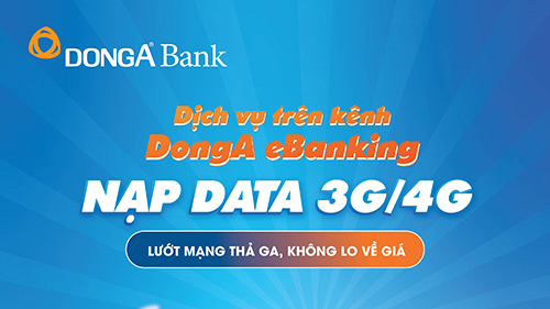 DongA eBanking thêm dịch vụ nạp gói cước Data 3G/4G