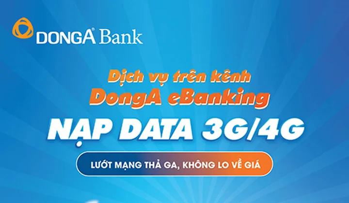 DongA eBanking thêm dịch vụ nạp gói cước Data 3G/4G