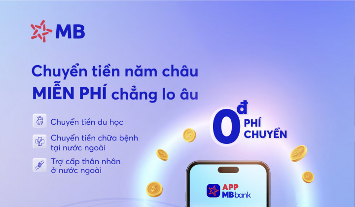 MB tiếp tục miễn 100% phí chuyển tiền quốc tế