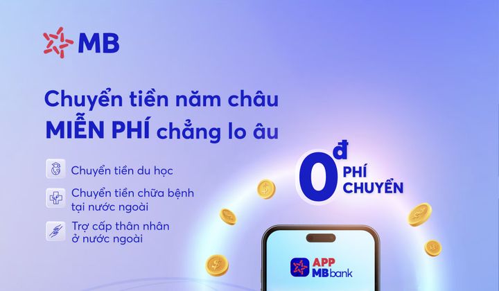MB tiếp tục miễn 100% phí chuyển tiền quốc tế