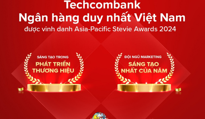 Techcombank nhận 2 giải thưởng về đổi mới sáng tạo của Stevie Awards châu Á - Thái Bình Dương