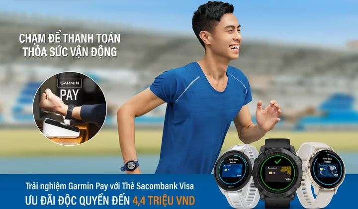 Sacombank kết nối thanh toán với Garmin Pay