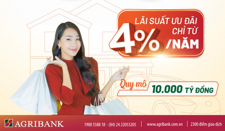 Agribank dành 10.000 tỷ đồng cho khách vay ngắn hạn với lãi suất từ 4,0%/năm