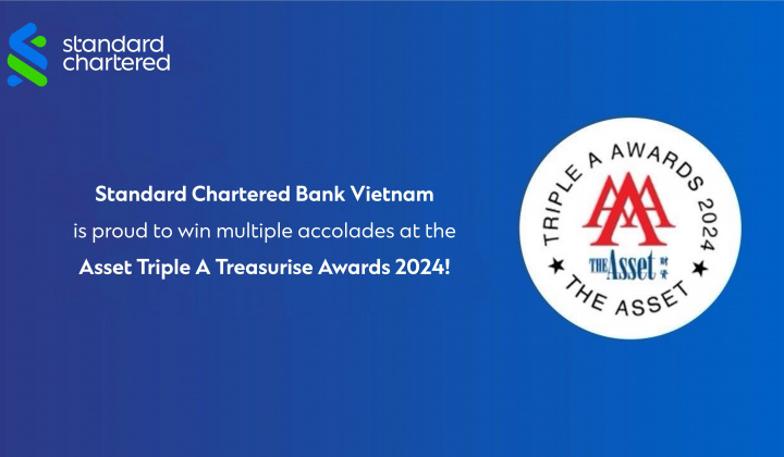 Standard Chartered giành nhiều giải thưởng tại The Asset Triple A Treasurise Awards 2024