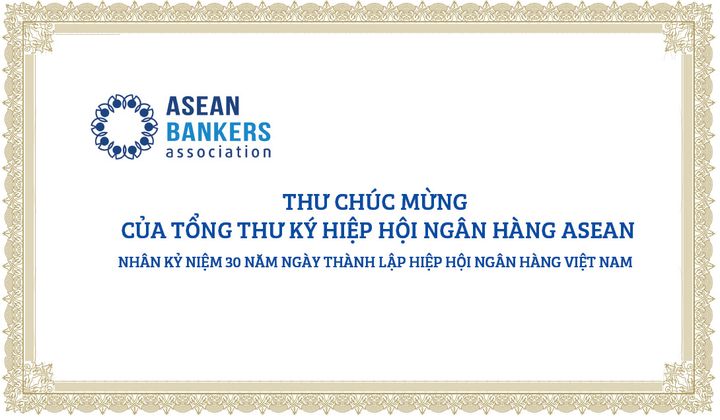 Congratulation letter from ASEAN Bankers Association Secretary General Paul C G Gwee to VNBA's 30th Anniversary