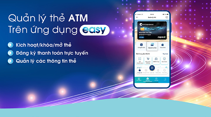 OceanBank nâng cấp tính năng “quản lý thẻ ATM” trên Easy OceanBank Mobile
