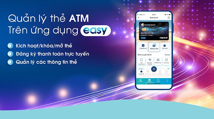 OceanBank nâng cấp tính năng “quản lý thẻ ATM” trên Easy OceanBank Mobile