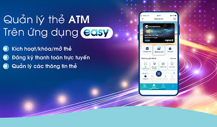 OceanBank nâng cấp tính năng “quản lý thẻ ATM” trên Easy OceanBank Mobile
