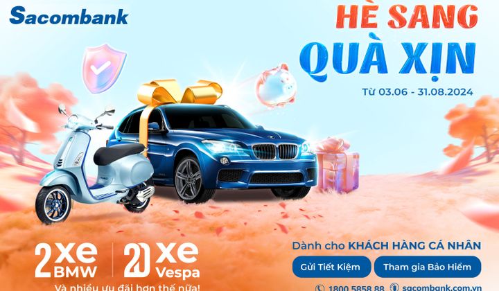 Khách hàng cá nhân có cơ hội trúng xe BMW cùng nhiều giải thưởng giá trị từ Sacombank