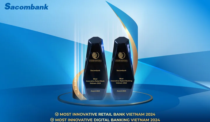 Sacombank nhận 2 giải thưởng trong lĩnh vực ngân hàng số và bán lẻ sáng tạo