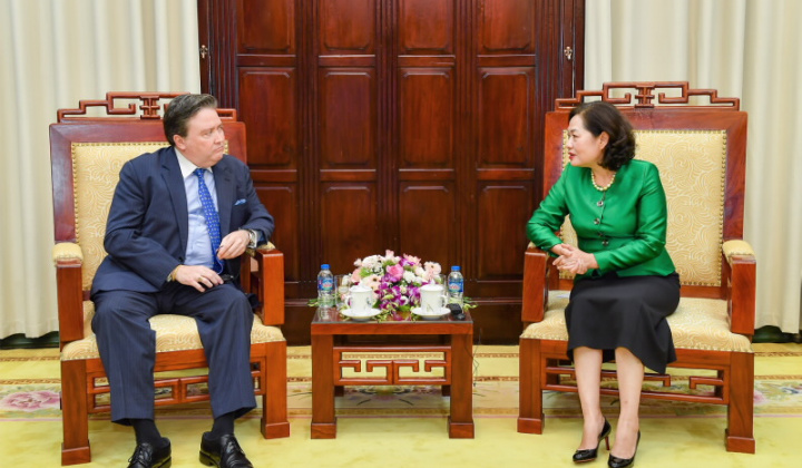 Thống đốc Nguyễn Thị Hồng tiếp Đại sứ Đặc mệnh Toàn quyền Hoa Kỳ tại Việt Nam